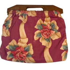 Antique Cabbage Rose Shabby Chic Spring Florals wooden handle Bermuda bag